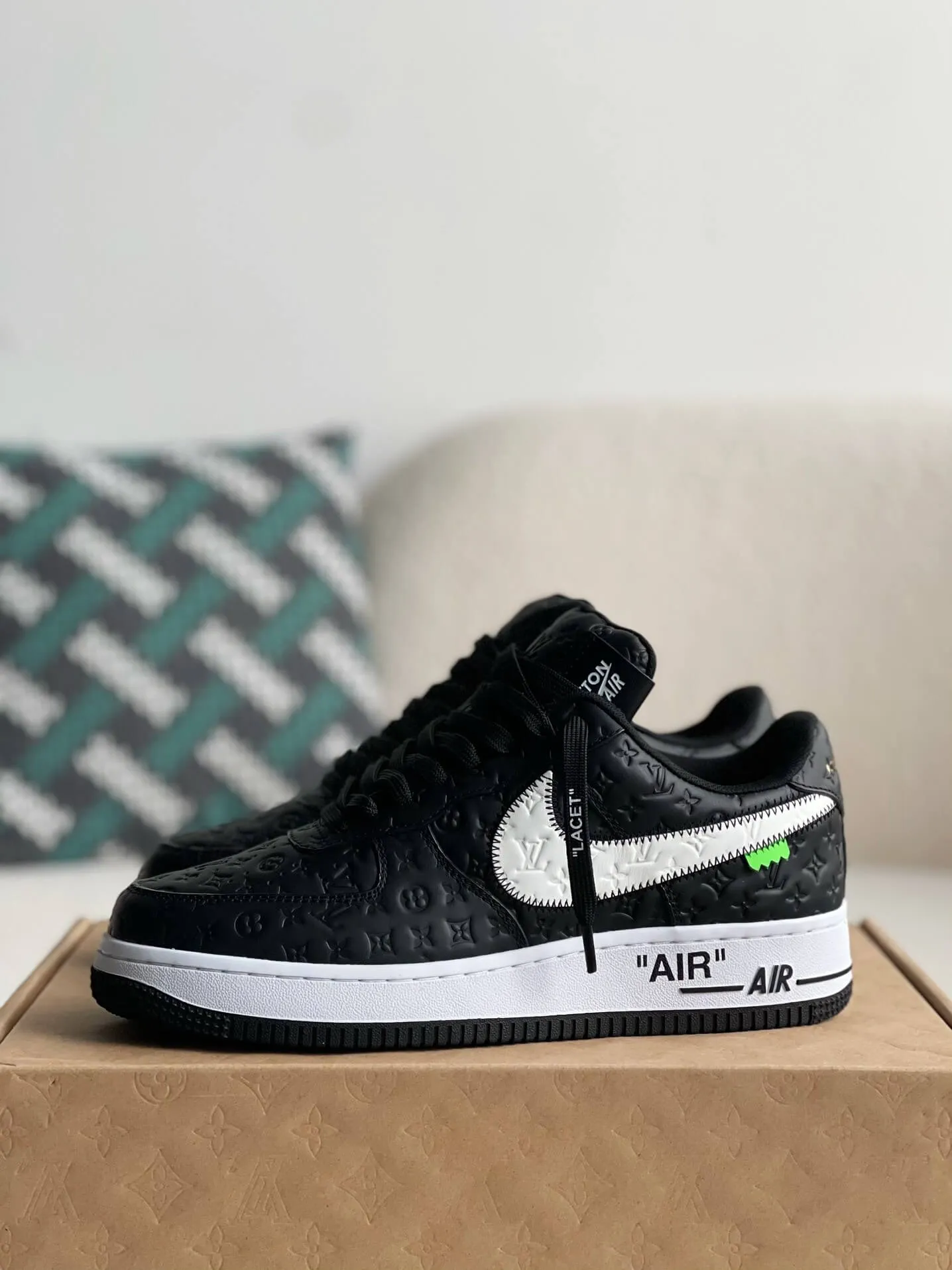 Nike x Off-White x Louis Vuitton LV Air Force 1 Black and White Monogram Sneakers