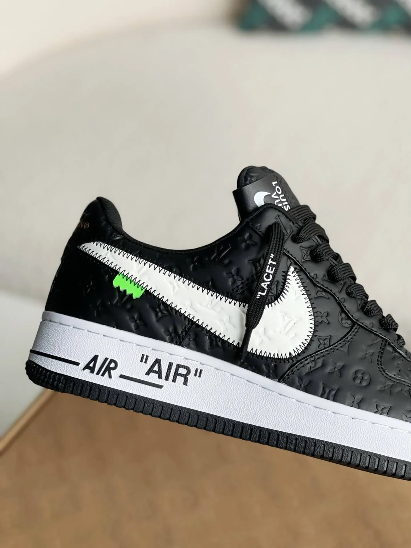 Nike x Off-White x Louis Vuitton LV Air Force 1 Black and White Monogram Sneakers