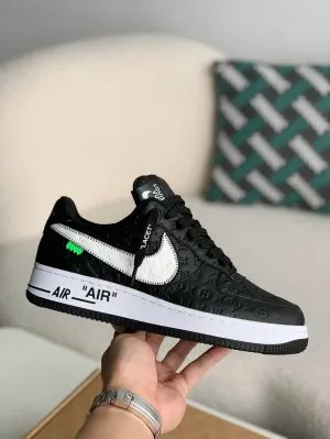 Nike x Off-White x Louis Vuitton LV Air Force 1 Black and White Monogram Sneakers