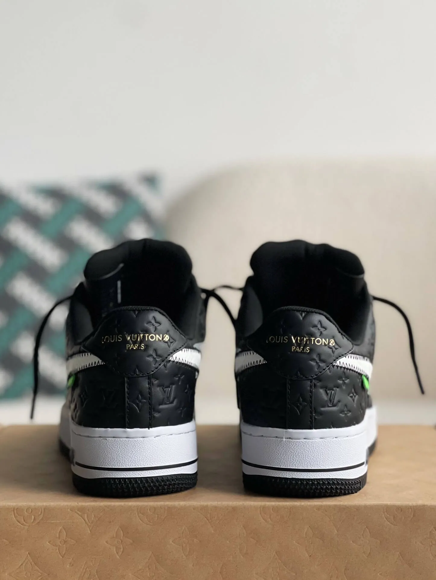 Nike x Off-White x Louis Vuitton LV Air Force 1 Black and White Monogram Sneakers