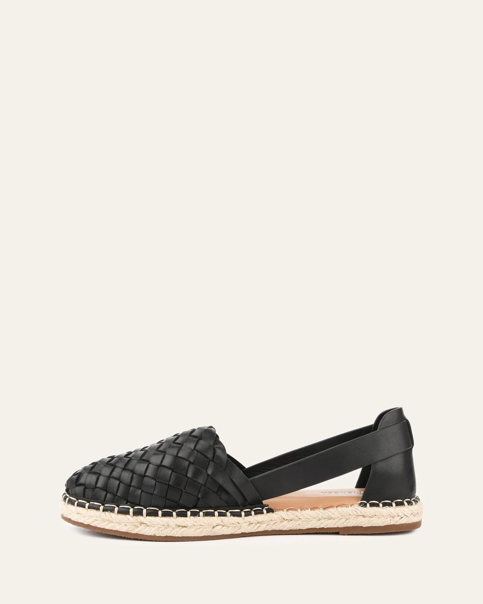 OPAL FLAT ESPADRILLES BLACK LEATHER