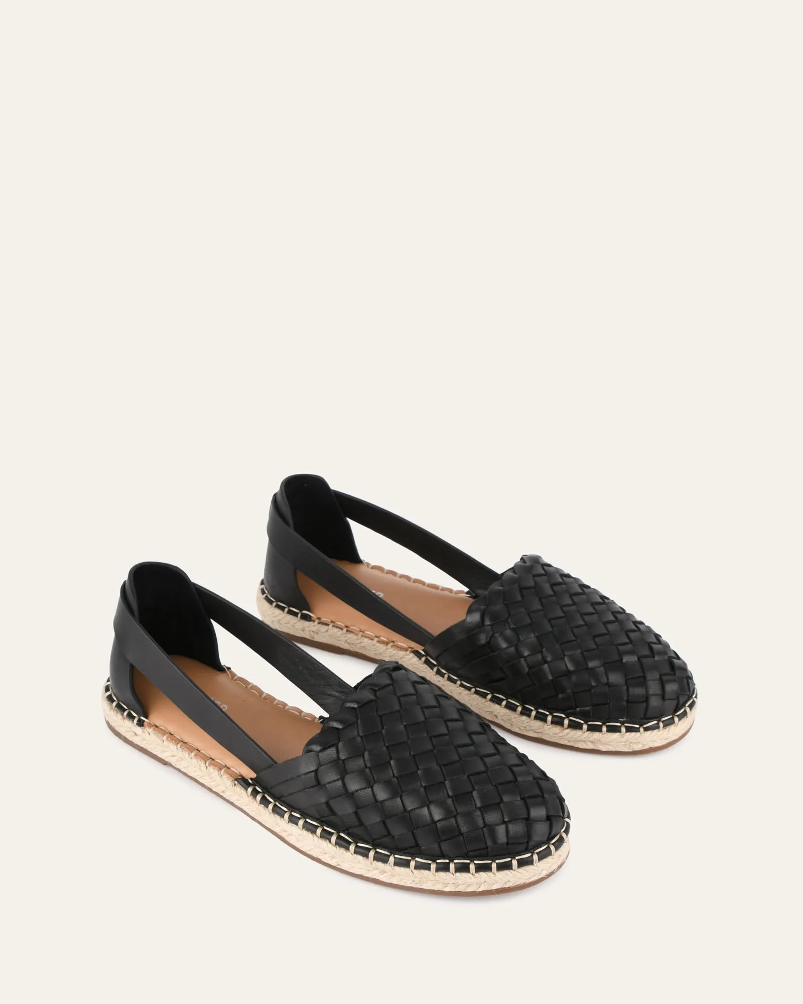 OPAL FLAT ESPADRILLES BLACK LEATHER