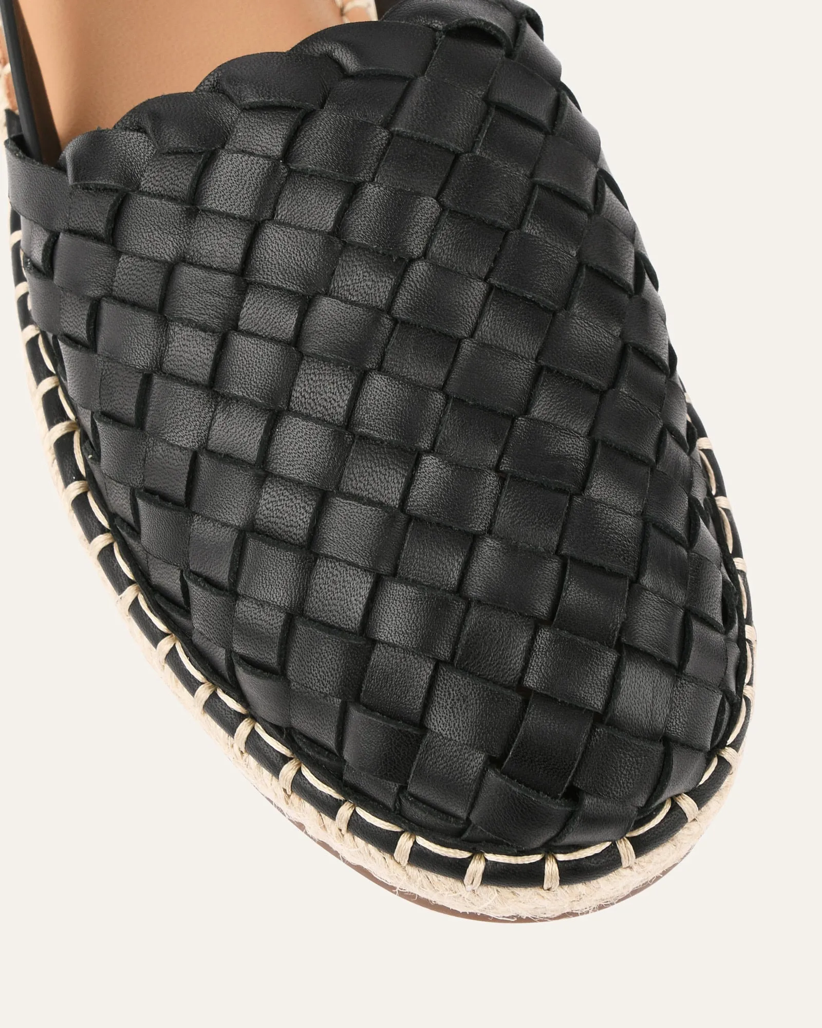 OPAL FLAT ESPADRILLES BLACK LEATHER