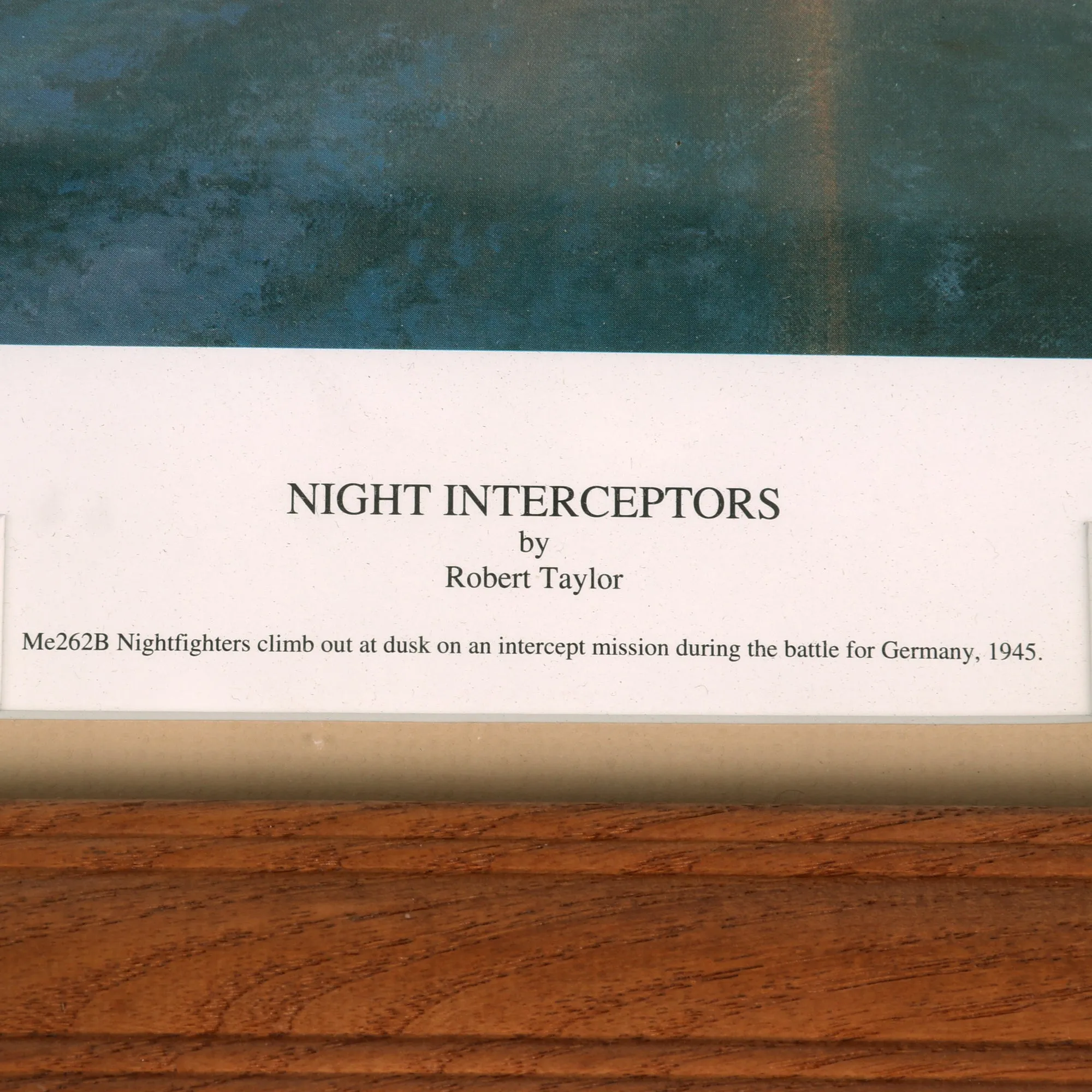 Original Artwork Print: “Night Interceptors” Painting of Messerschmitt Me 262B Night Fighter Aircraft; Signed by Artist - 19" x 15 ½", in Museum Grade Frame