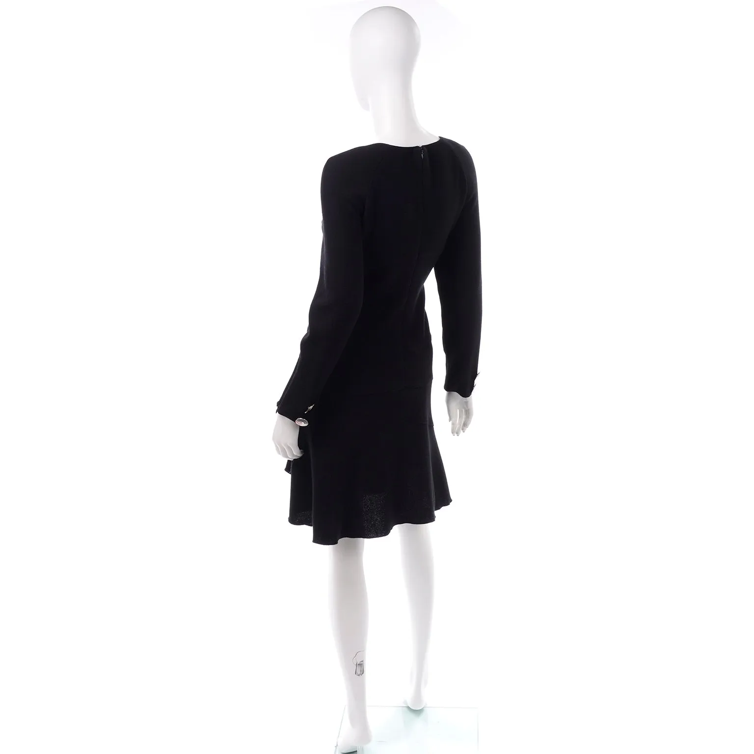 Oscar de la Renta F/W 2010 Black Wool Asymmetrical Runway Dress