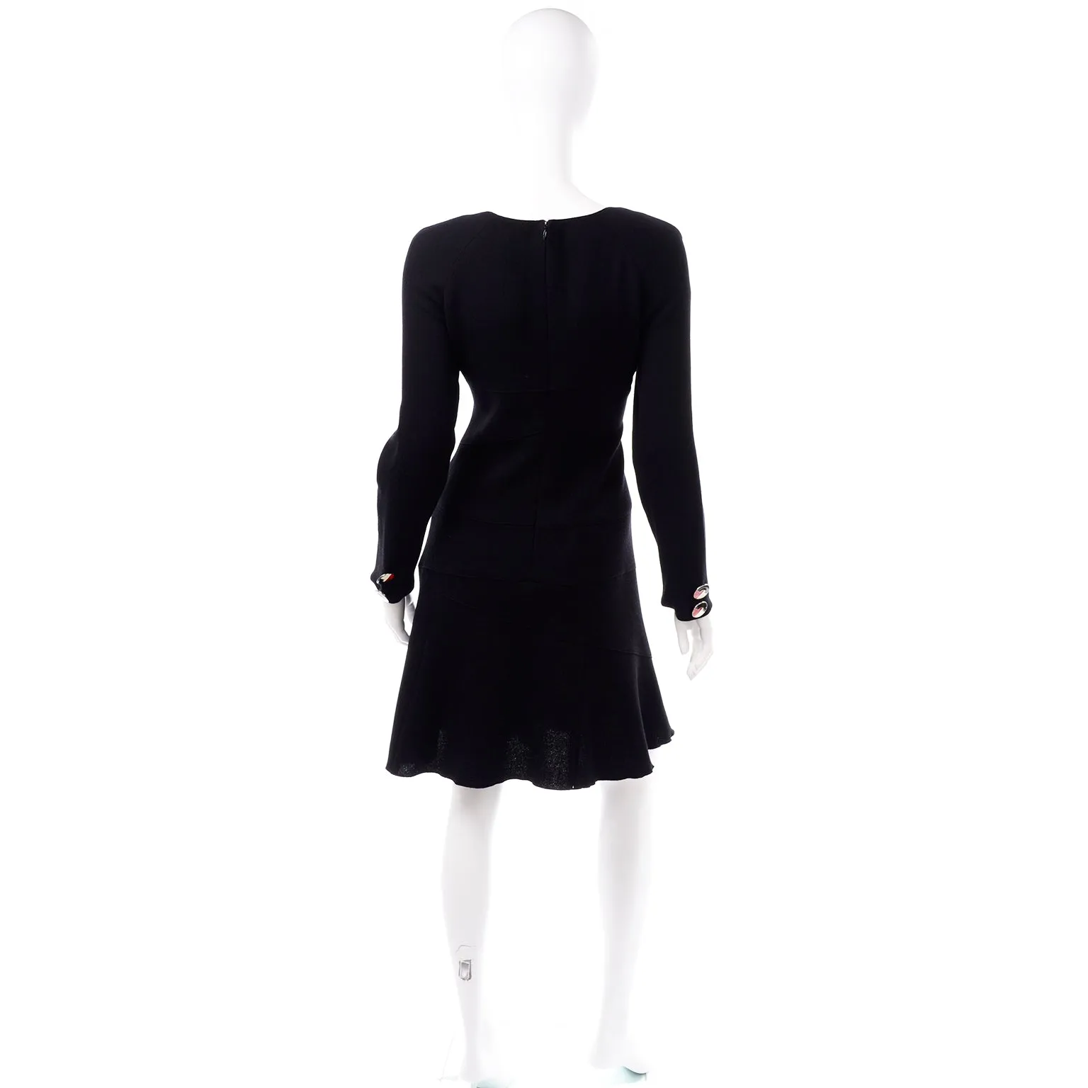 Oscar de la Renta F/W 2010 Black Wool Asymmetrical Runway Dress