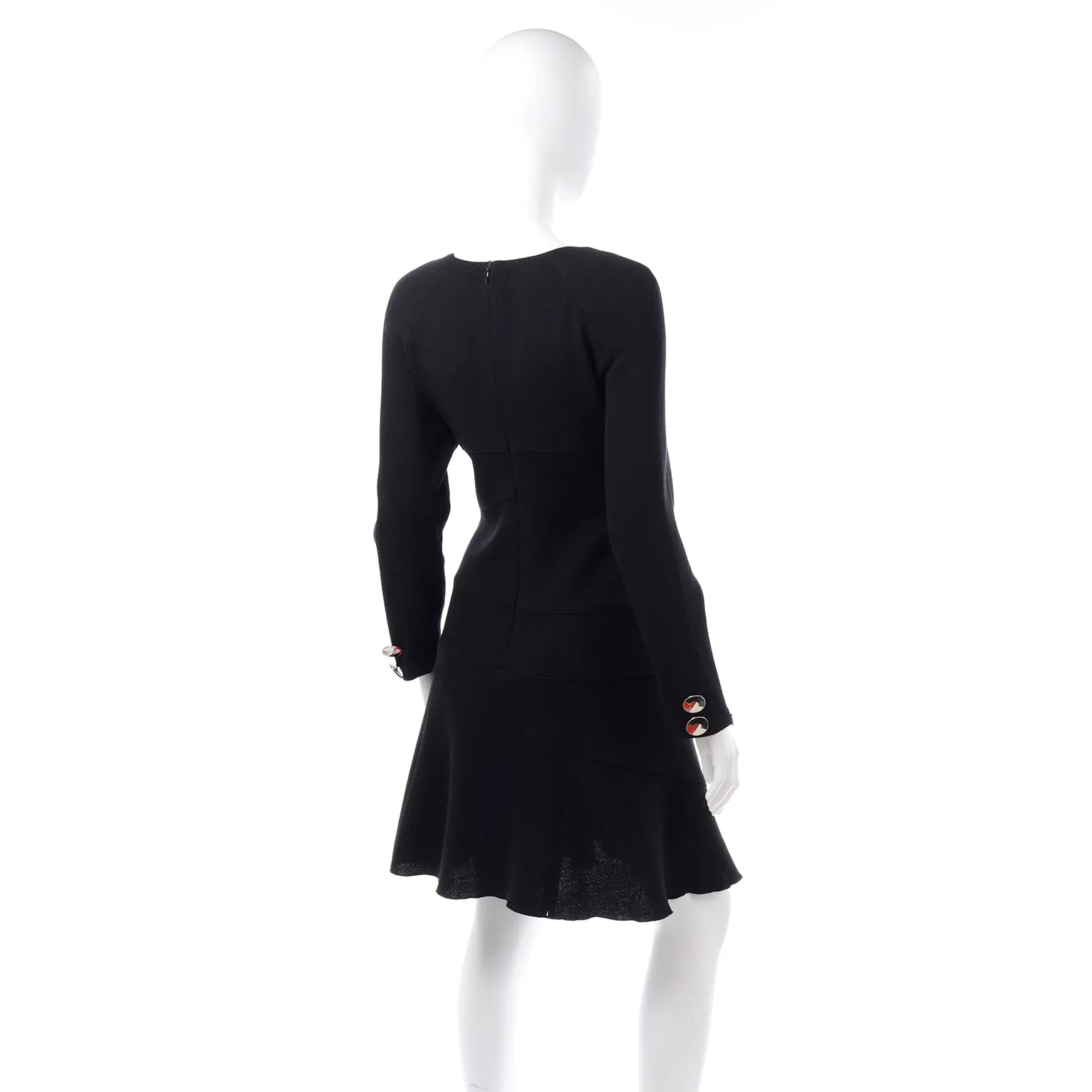 Oscar de la Renta F/W 2010 Black Wool Asymmetrical Runway Dress