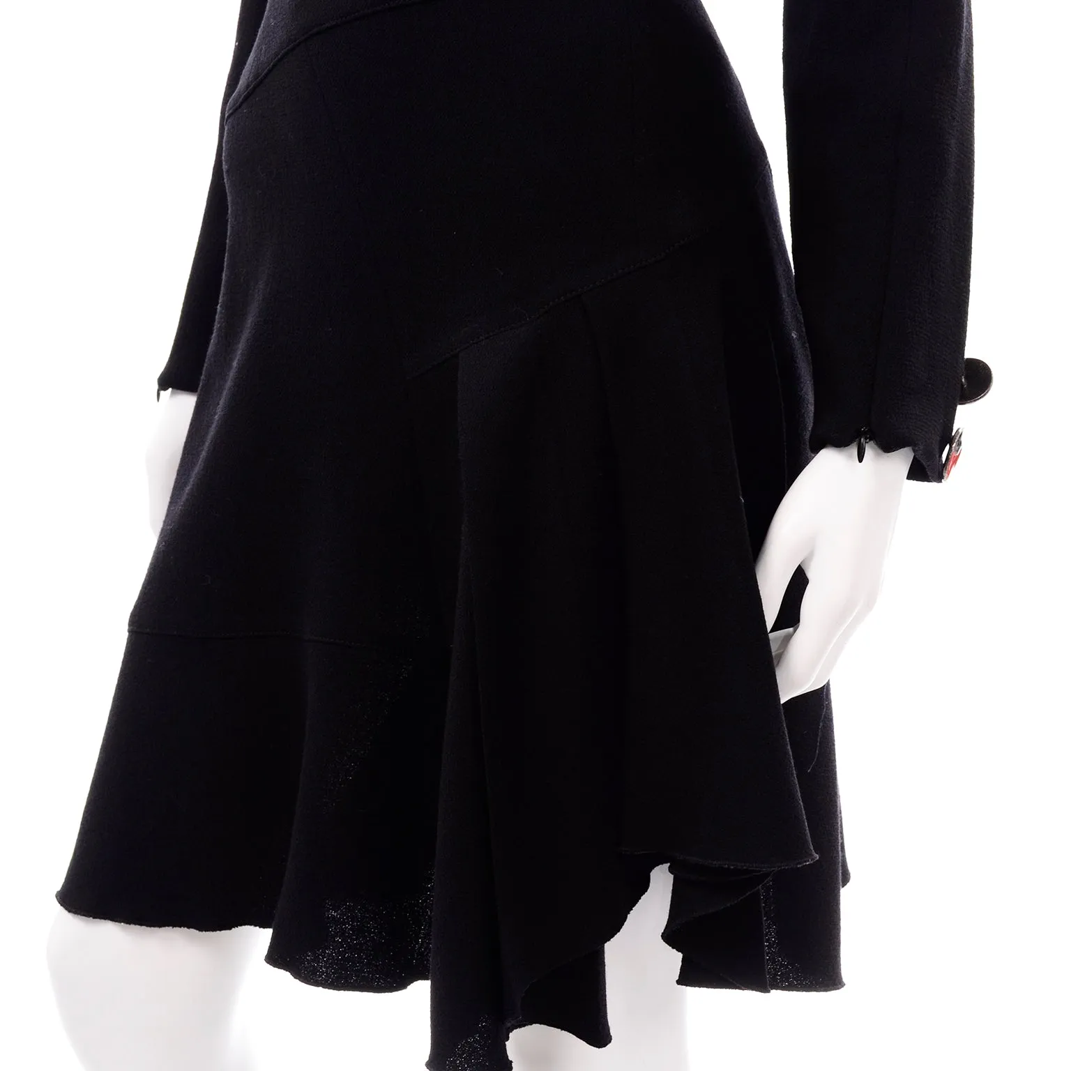 Oscar de la Renta F/W 2010 Black Wool Asymmetrical Runway Dress