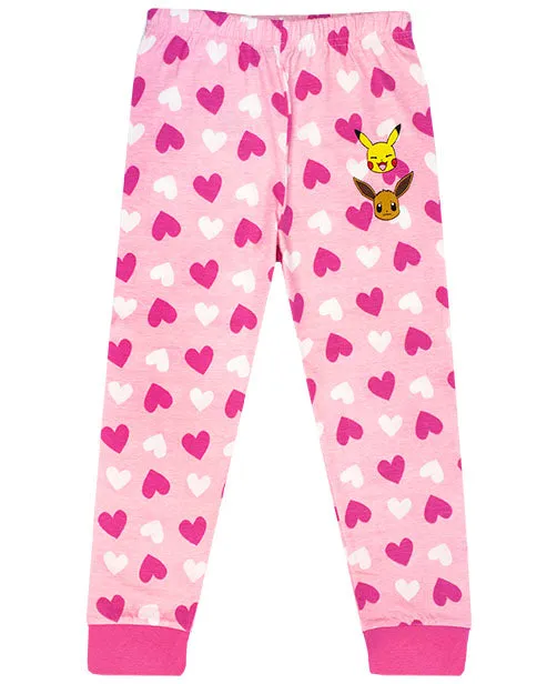 Pokemon Besties Pikachu & Eevee Frill Sleeve Long OR Short Leg Girls Pyjamas