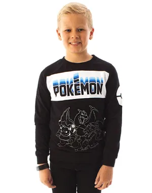 Pokemon Boy's Neon Pokeball Pocket Sweatshirt - Black