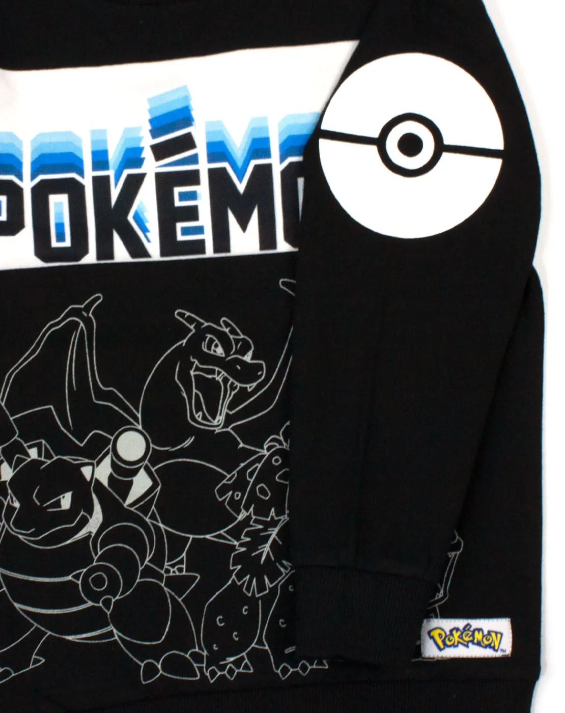 Pokemon Boy's Neon Pokeball Pocket Sweatshirt - Black