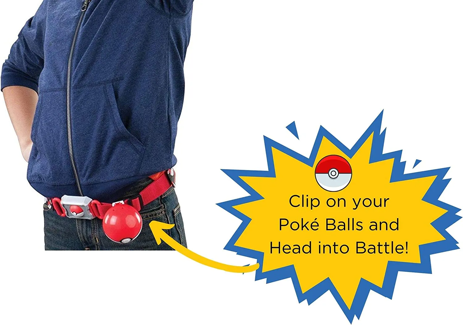 Pokémon Clip and Carry Poké Ball Adjustable Belt with 2-inch Pokemon Figure, Poké Ball, and Additional Poke Ball