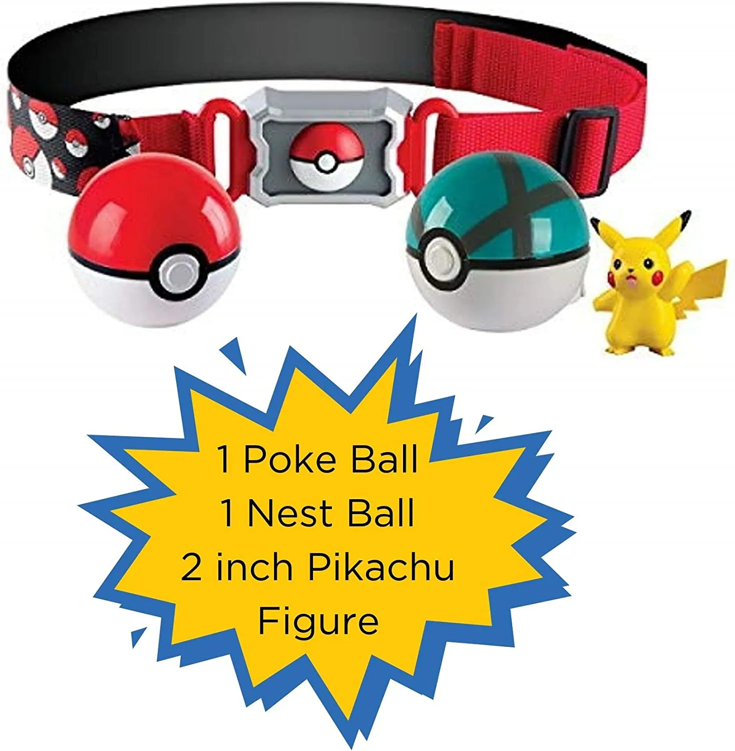 Pokémon Clip and Carry Poké Ball Adjustable Belt with 2-inch Pokemon Figure, Poké Ball, and Additional Poke Ball