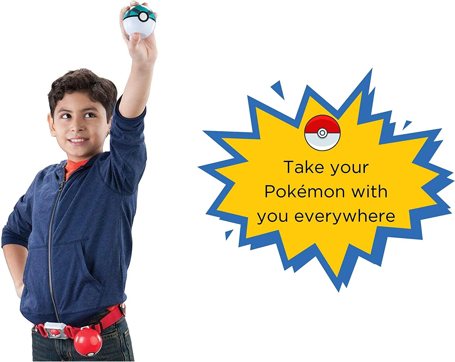 Pokémon Clip and Carry Poké Ball Adjustable Belt with 2-inch Pokemon Figure, Poké Ball, and Additional Poke Ball