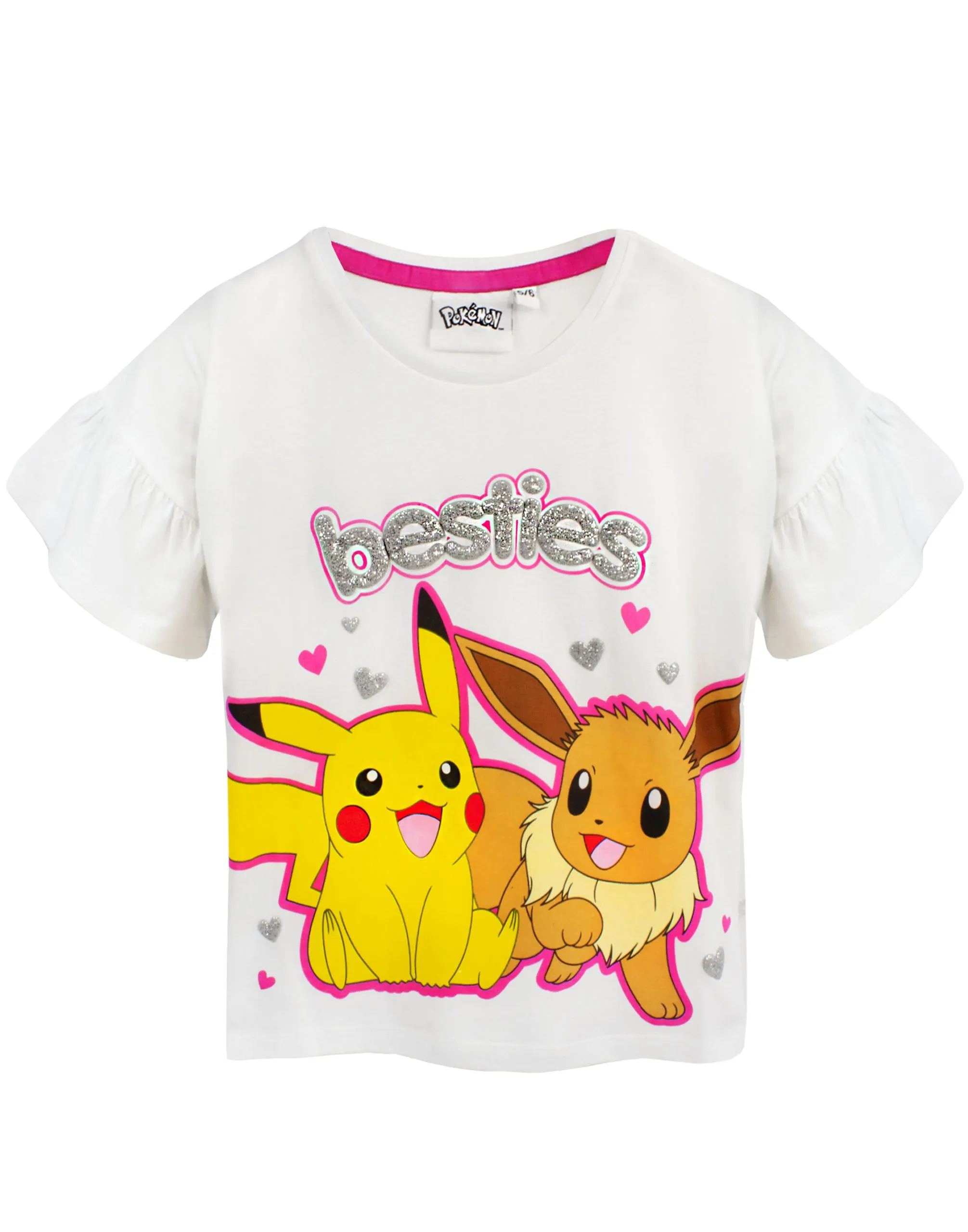 Pokemon Pikachu, Eeevee Unisex Kids White Short Sleeve Long Leg Pyjama Set