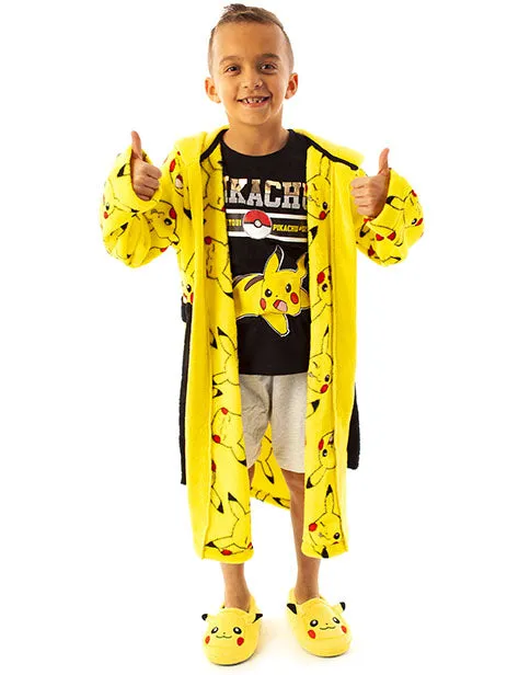 Pokemon Pikachu Kids Pocket Front Bathrobe - Yellow