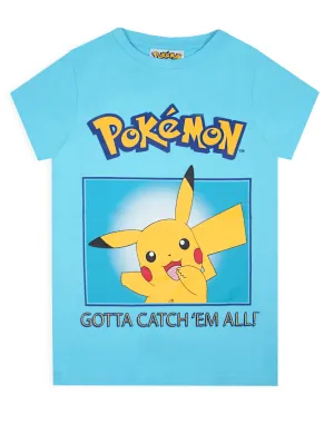 Pokemon Pikachu Logo Blue Kid's T-Shirt