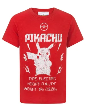 Pokemon Pikachu Stats Boy's T-Shirt