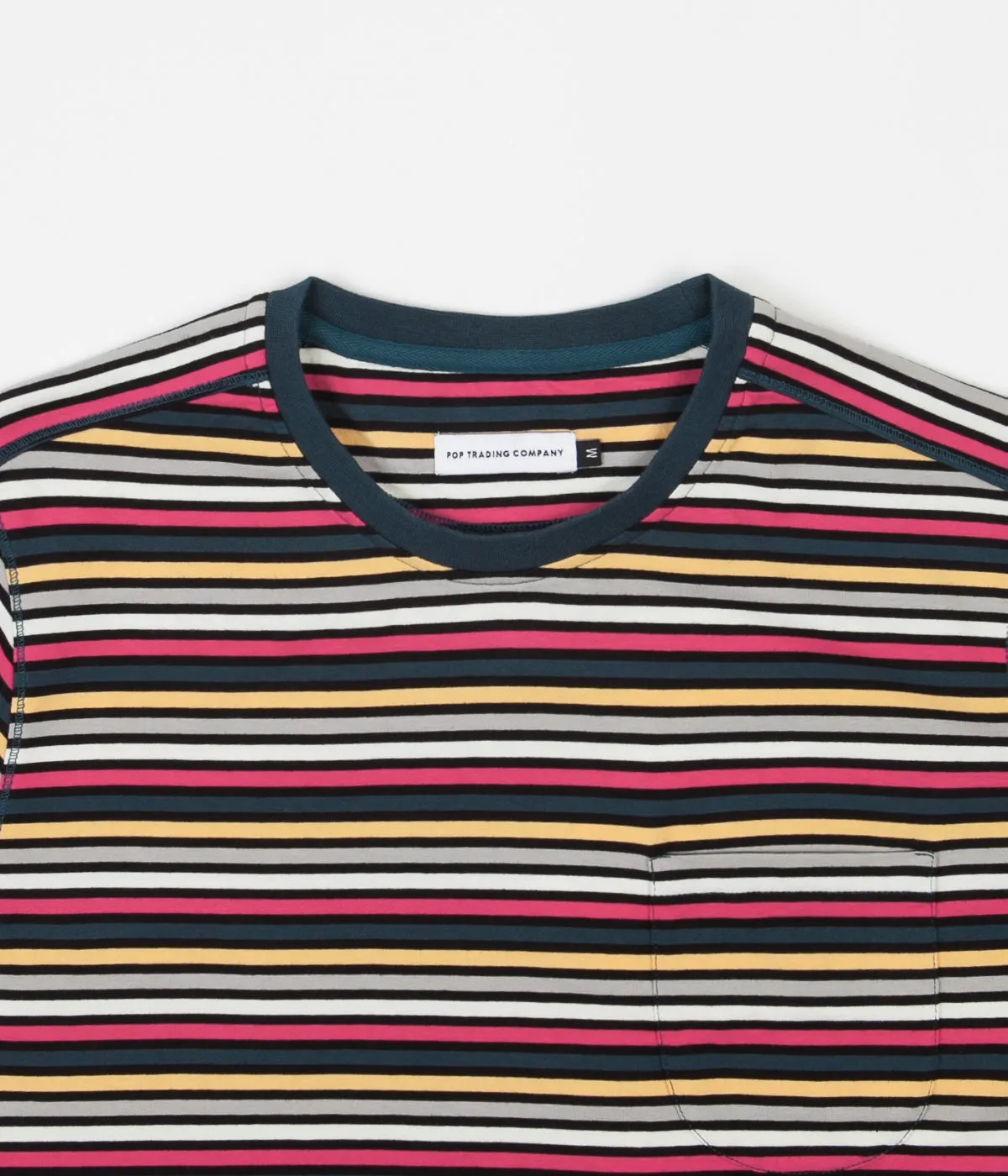 Pop Trading Company Striped Pocket T-Shirt - Navy / Multicolour