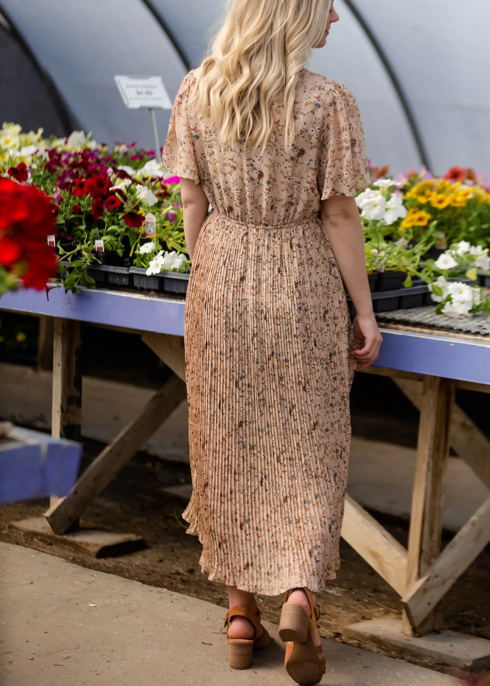 Prairie Pleated Floral Midi Dress