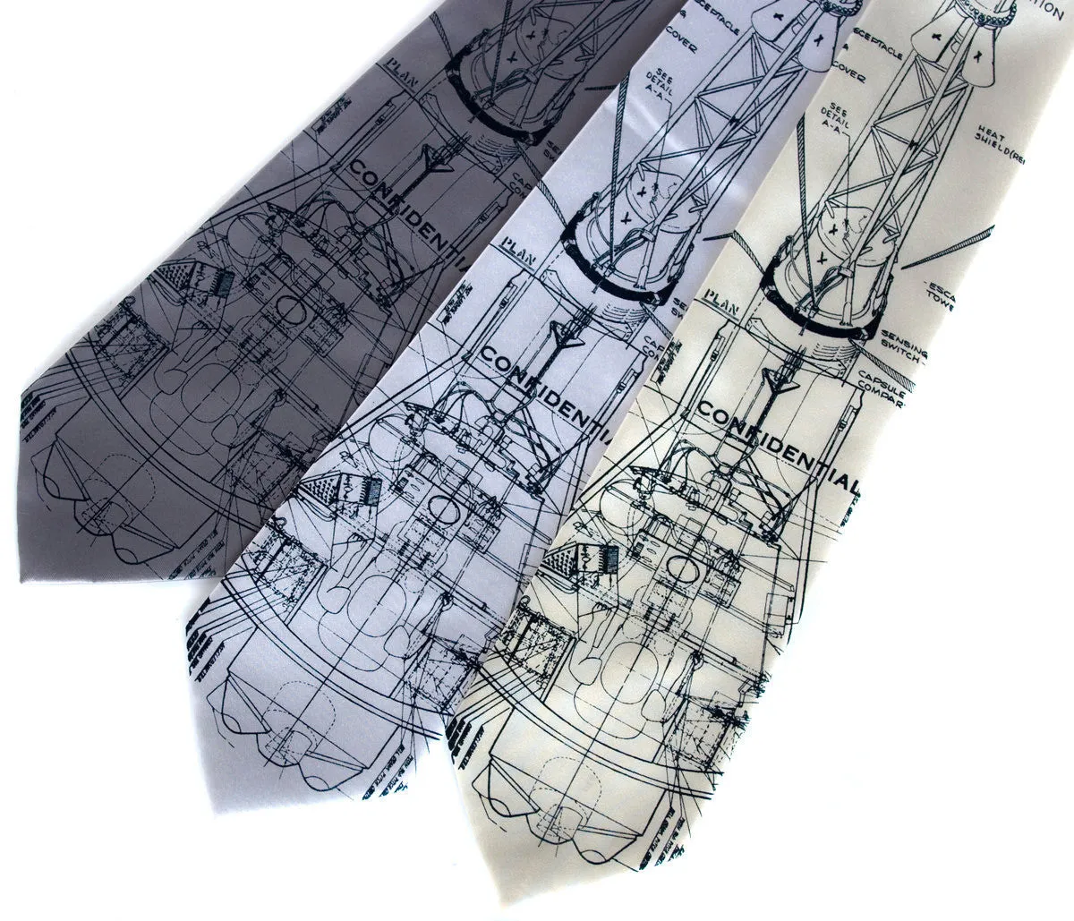 Project Mercury Necktie. Space exploration silk necktie