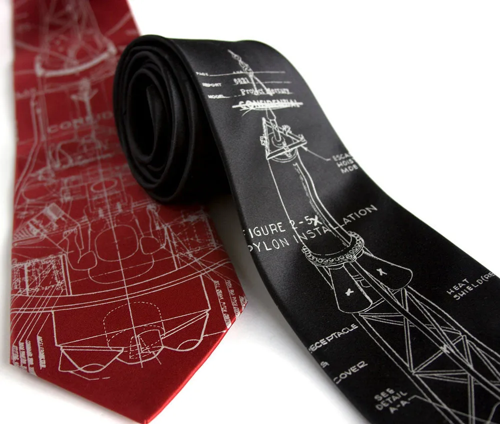 Project Mercury Necktie. Space exploration silk necktie