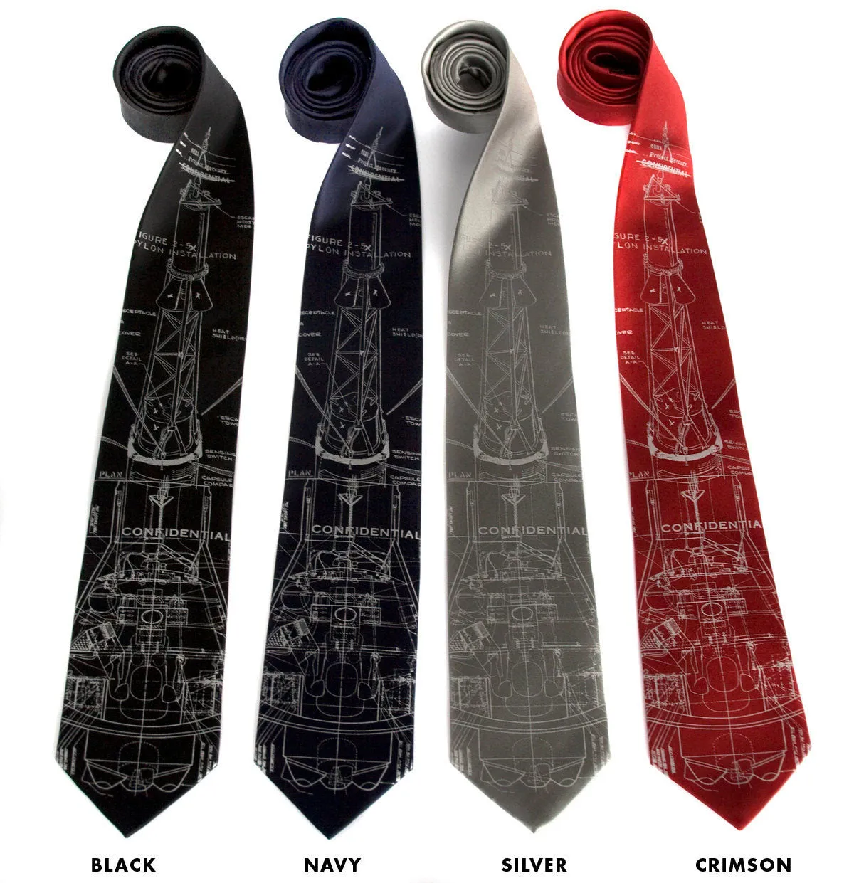 Project Mercury Necktie. Space exploration silk necktie