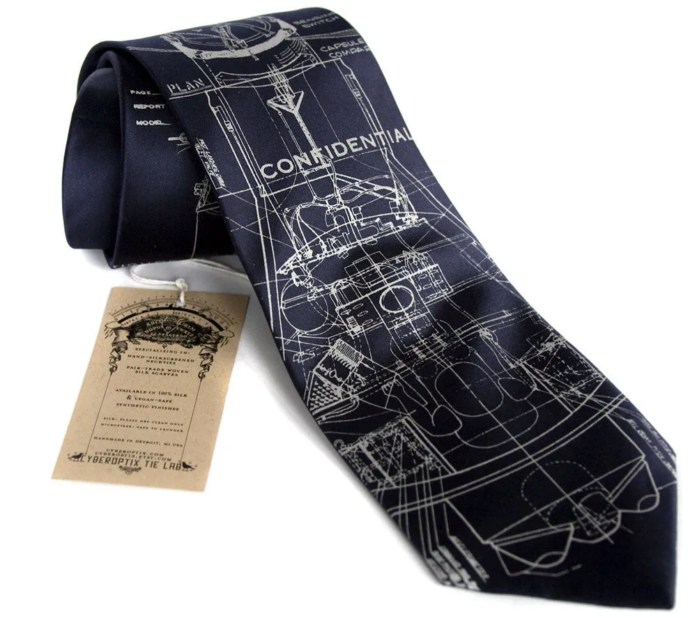 Project Mercury Necktie. Space exploration silk necktie