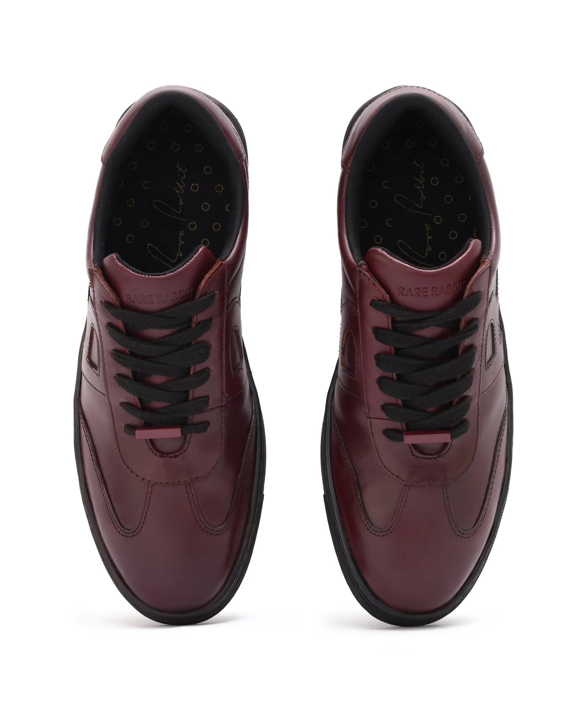 Rare Rabbit Mens Merc Maroon Round Toe Genuine Leather Lace Up Low Top Sneaker Shoes