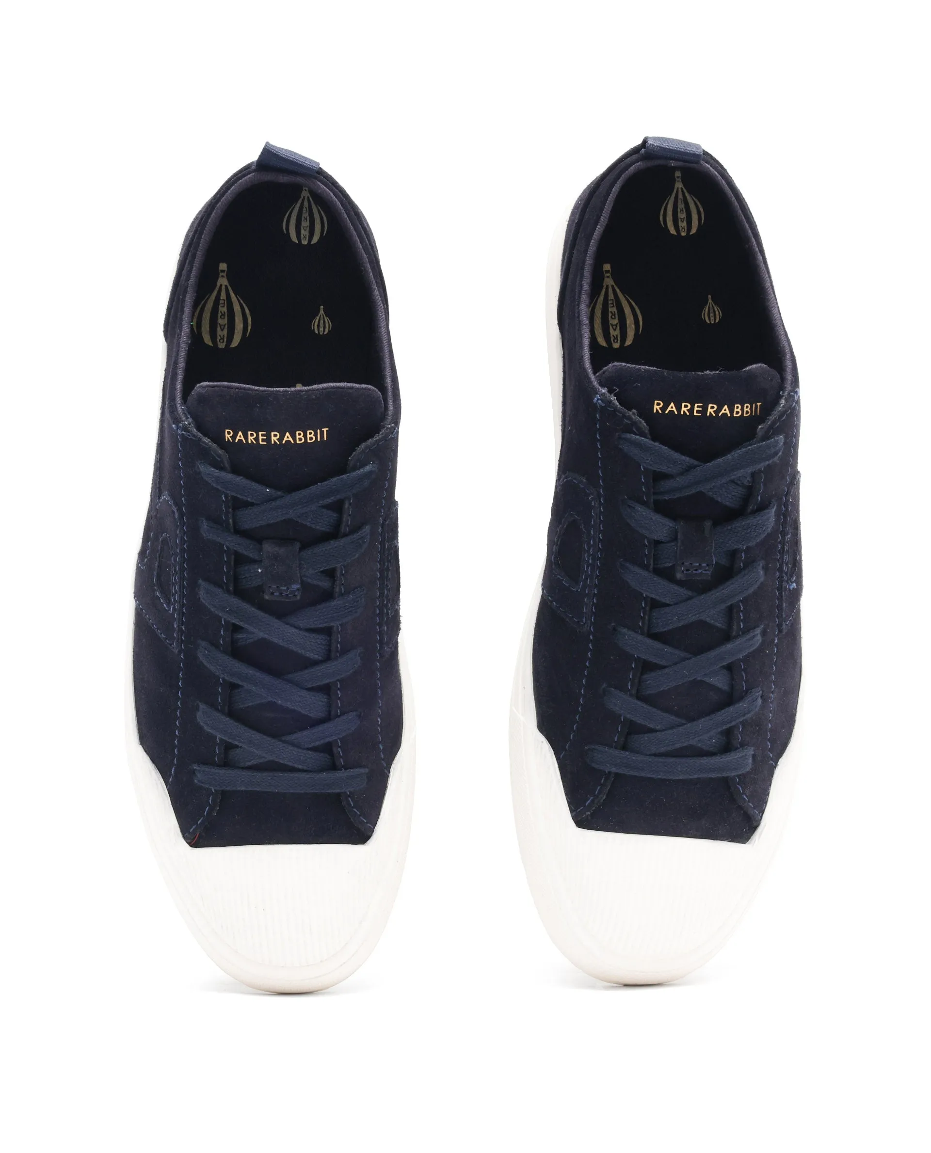 Rare Rabbit Mens Sauron Navy Round Toe Premium Suede Lace Up Low Top Sneaker Shoes