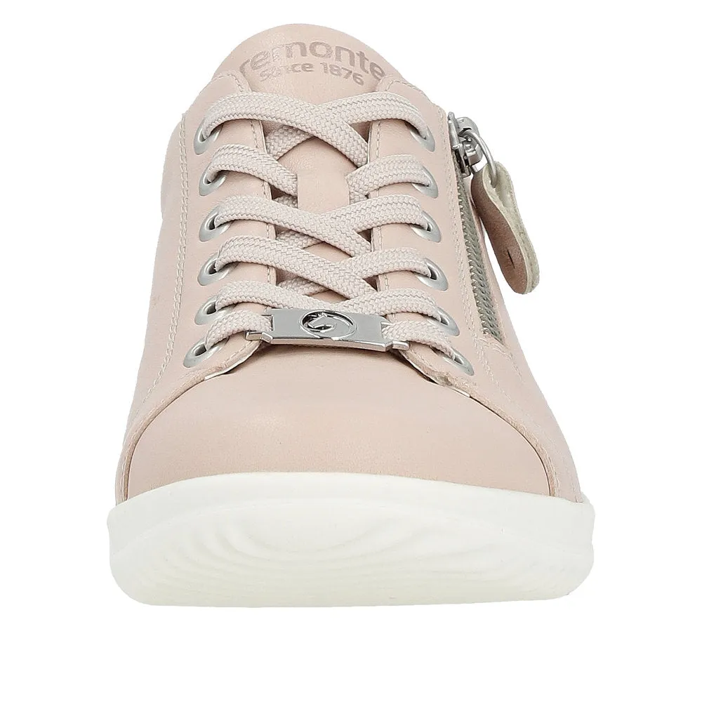 Remonte D1E03-31  Ladies Light Pink Leather Zip & Lace Shoes