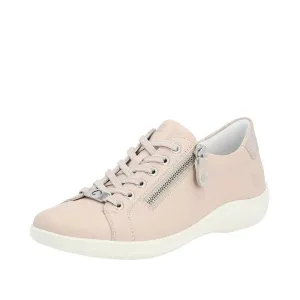 Remonte D1E03-31  Ladies Light Pink Leather Zip & Lace Shoes