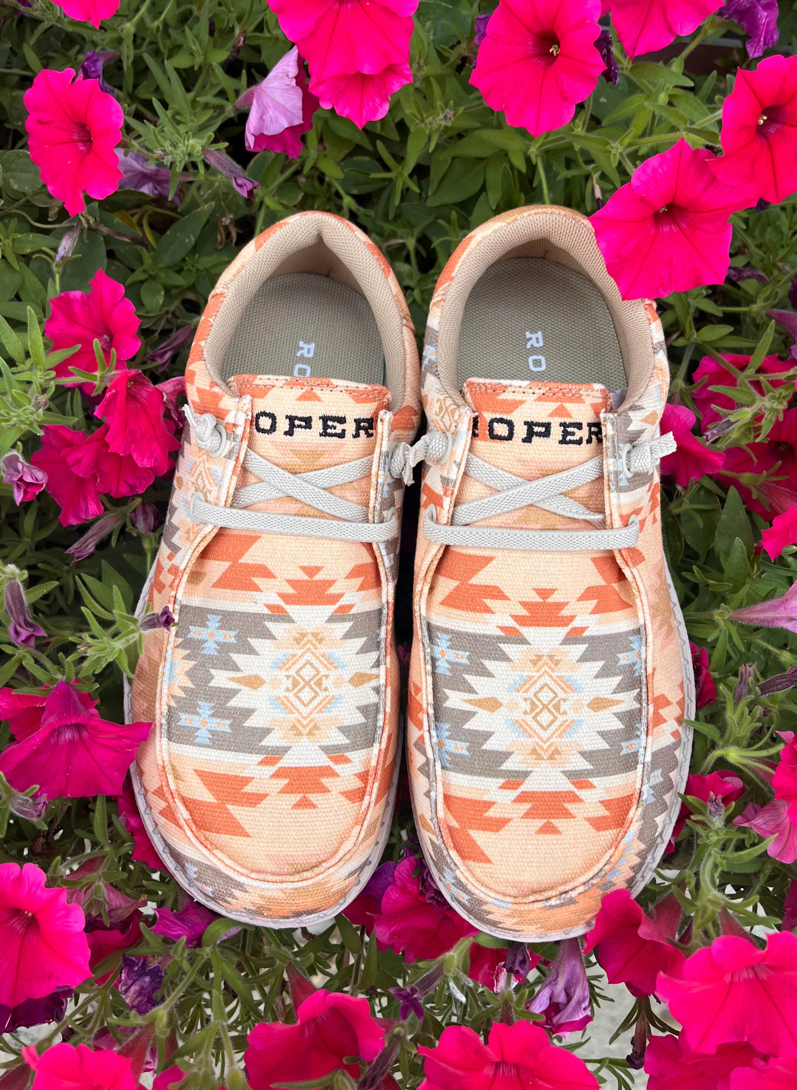 Roper Women's Eva Moc Peach Aztec Casual Shoes 1793-3174