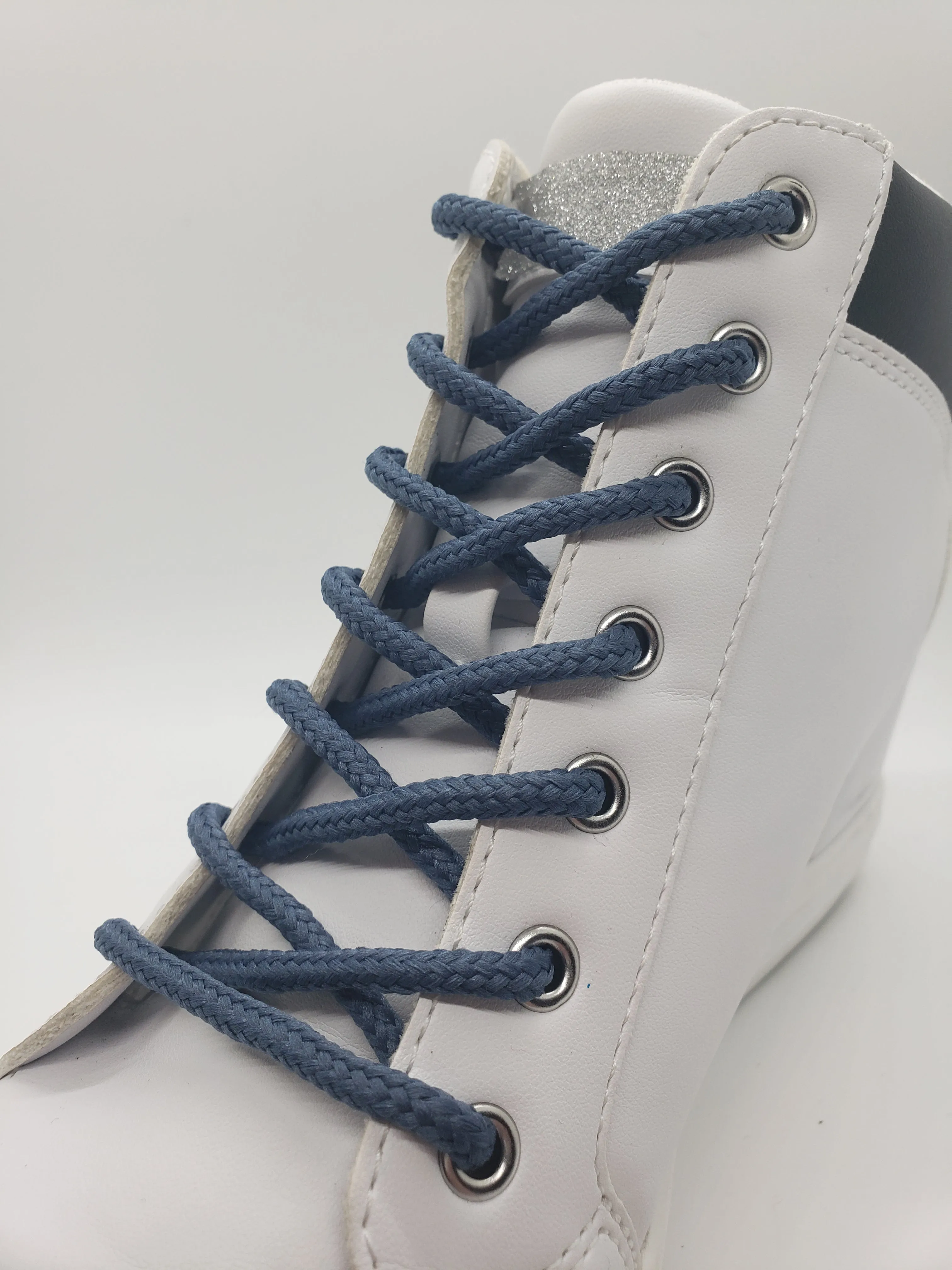 Round Solid Shoelaces - Denim Blue