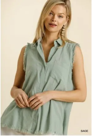 Sage Green Button Down Top