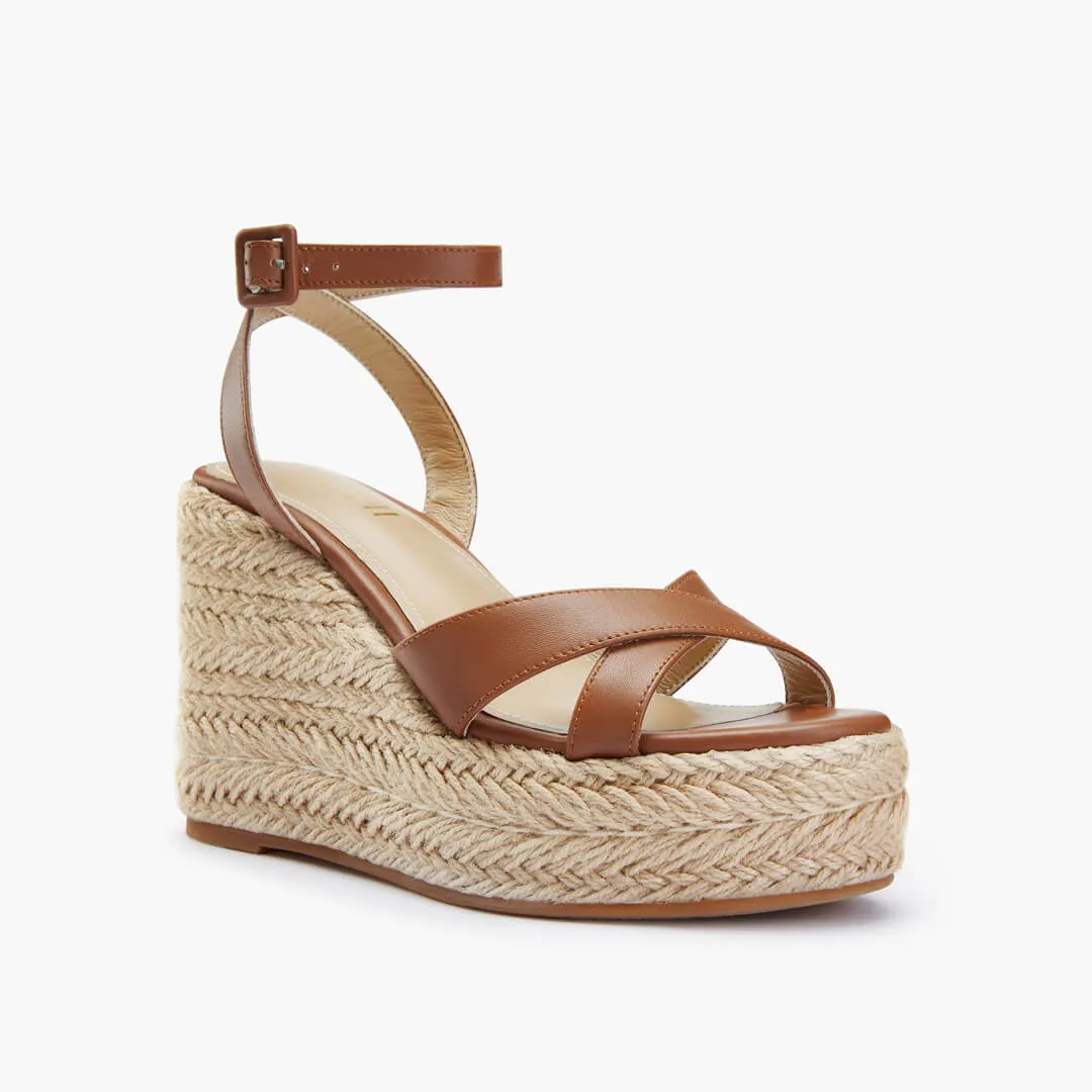 *SANLY - brown x-strap espadrille