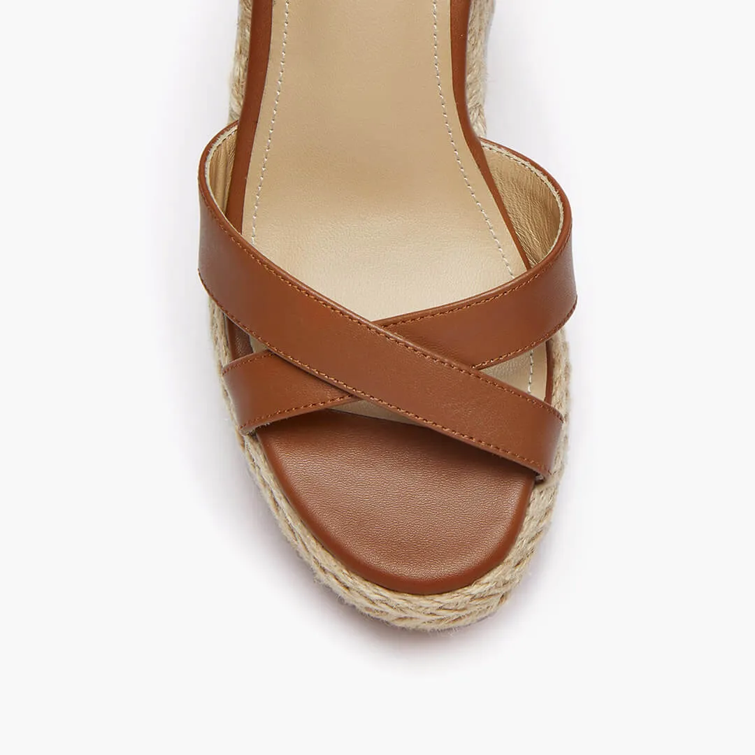 *SANLY - brown x-strap espadrille