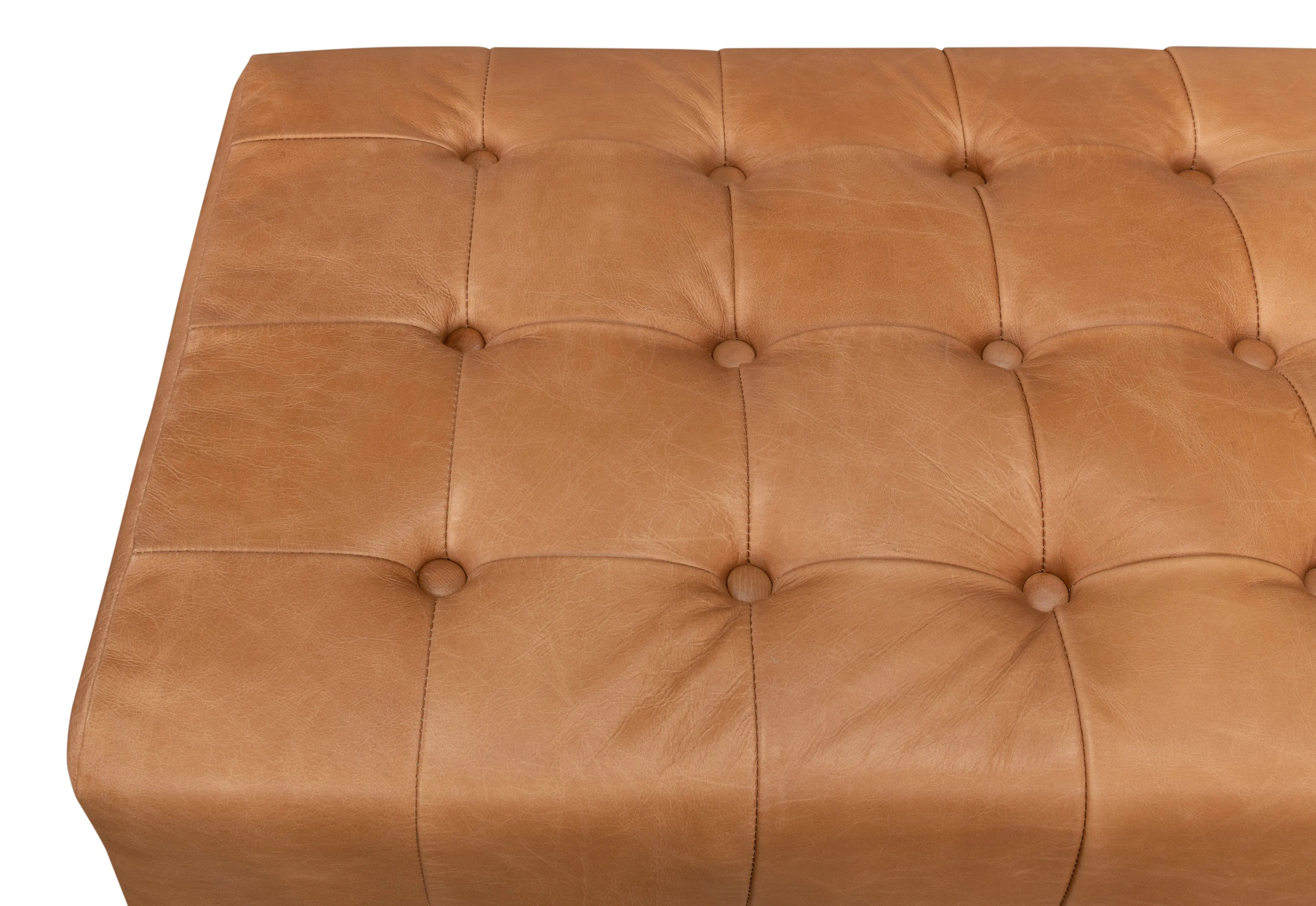 Sarreid - Beam Bench Tufted Leather - Brown - Traditional