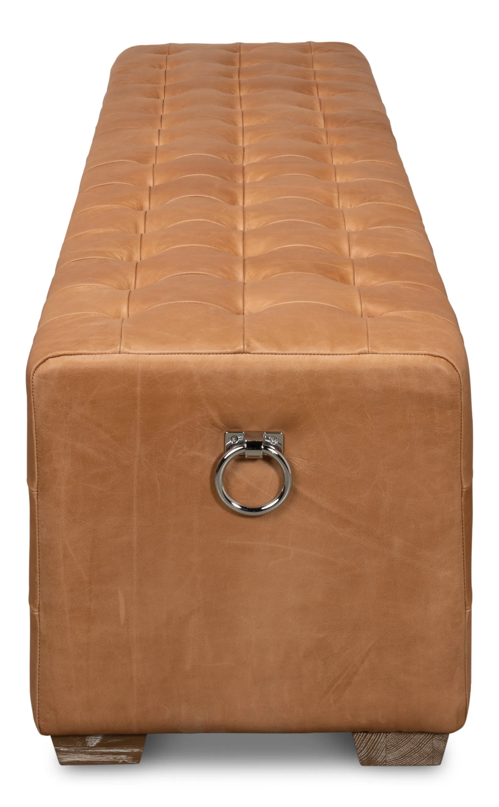 Sarreid - Beam Bench Tufted Leather - Brown - Traditional