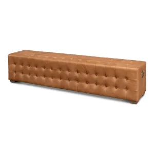 Sarreid - Beam Bench Tufted Leather - Brown - Traditional