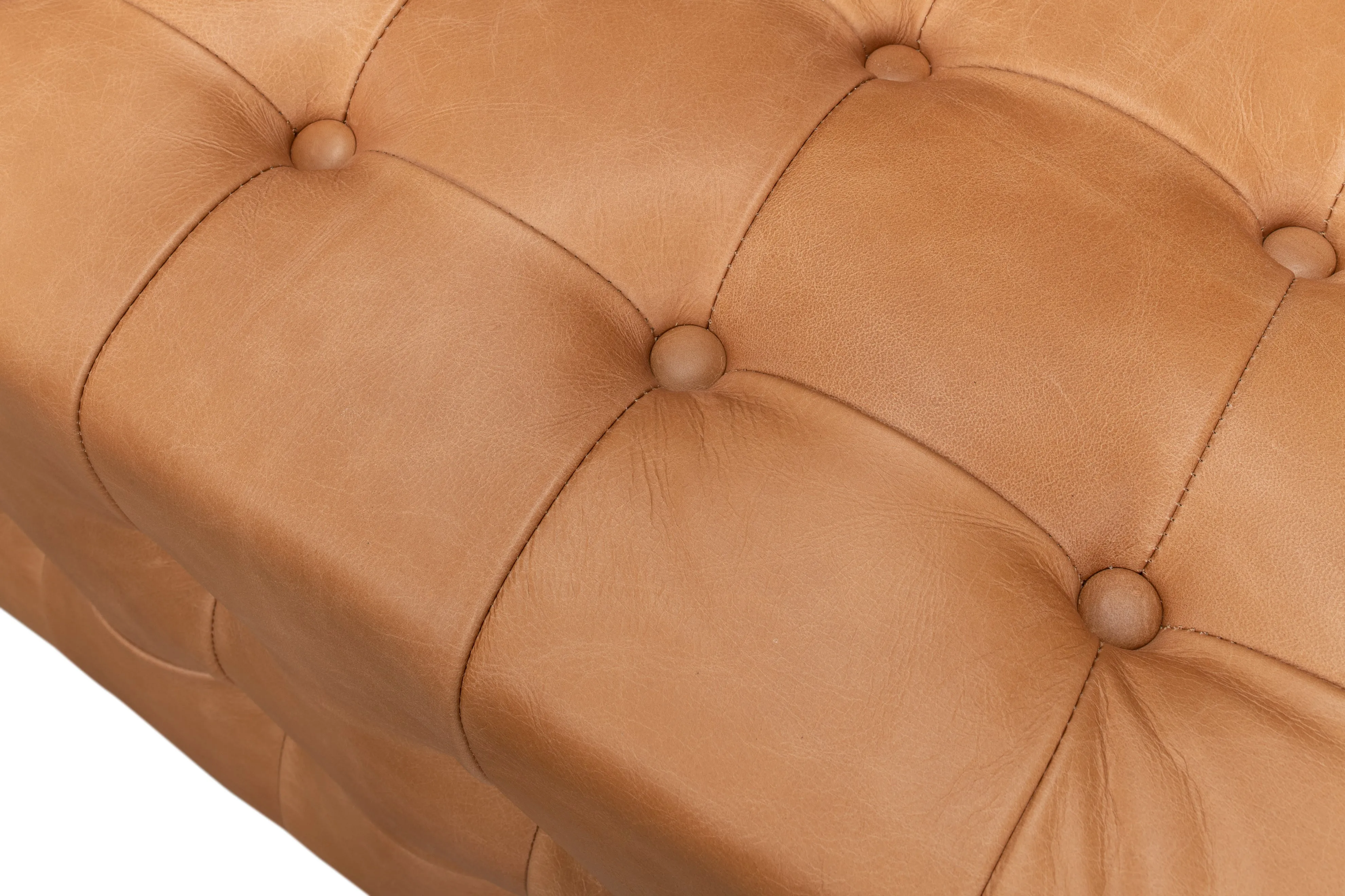 Sarreid - Beam Bench Tufted Leather - Brown - Traditional