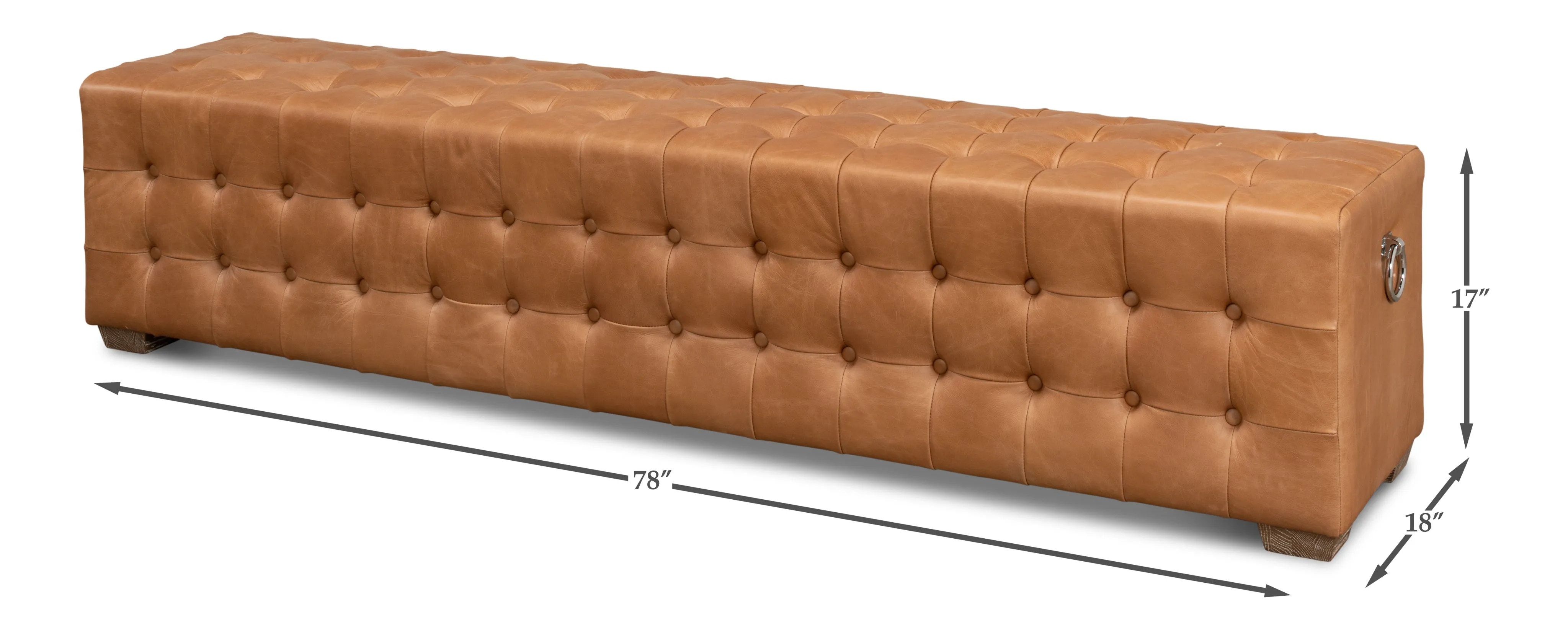 Sarreid - Beam Bench Tufted Leather - Brown - Traditional