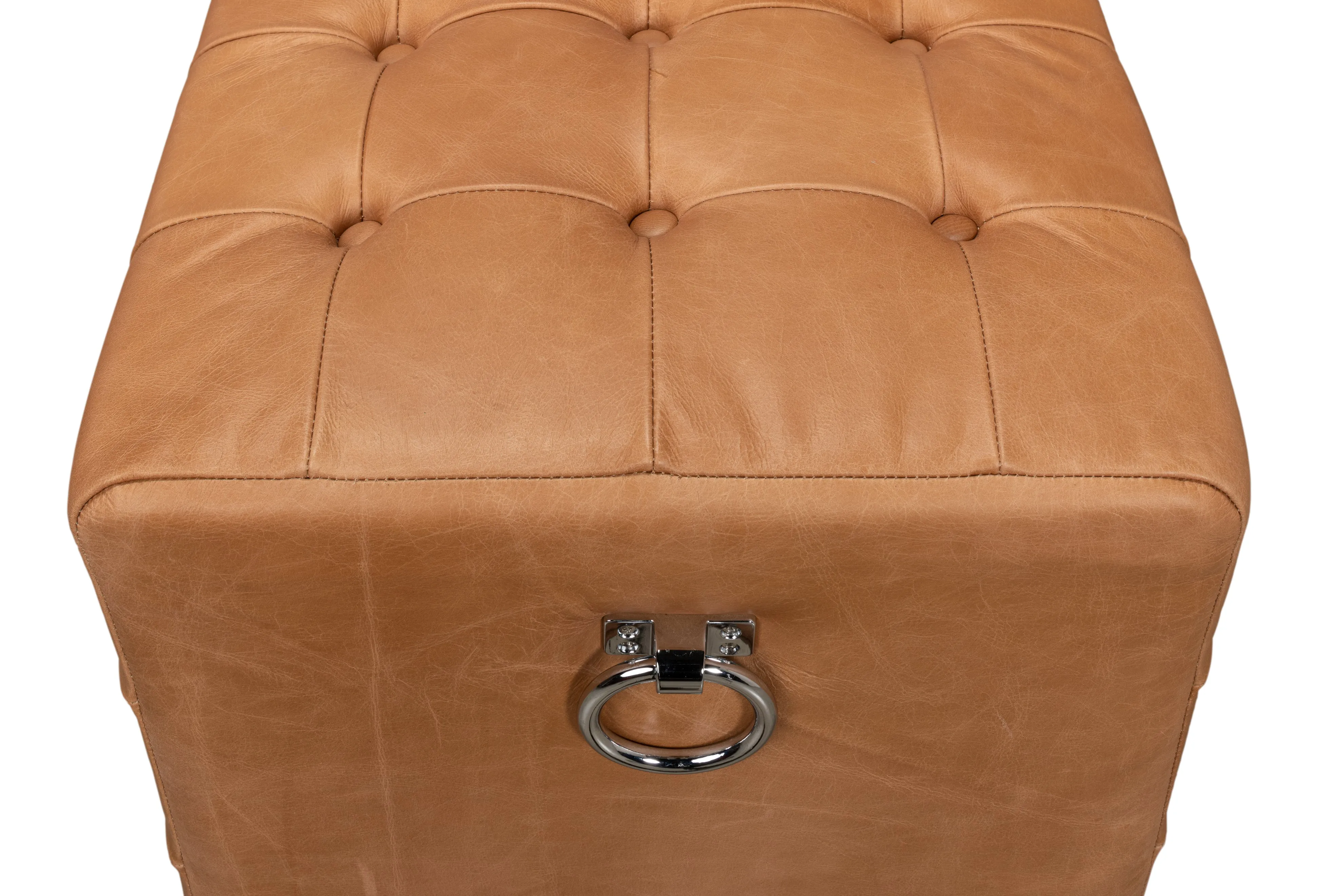 Sarreid - Beam Bench Tufted Leather - Brown - Traditional