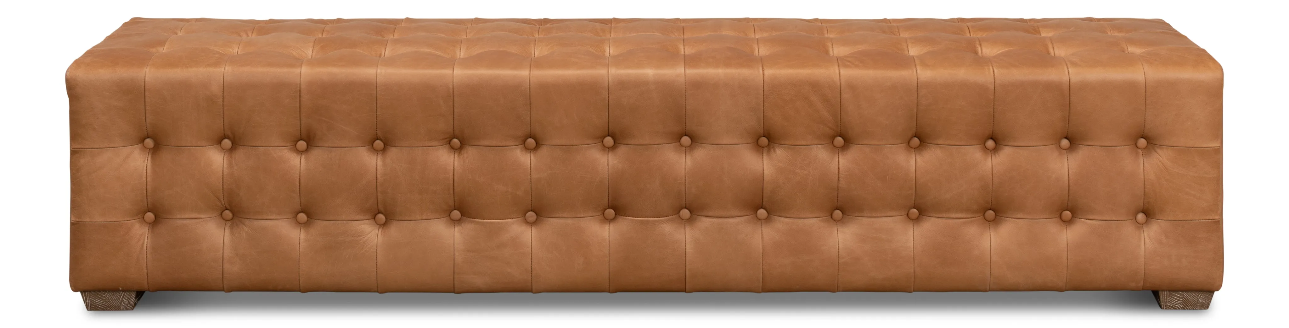 Sarreid - Beam Bench Tufted Leather - Brown - Traditional