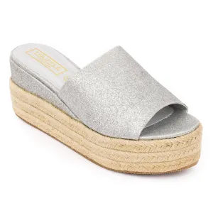 Silver Flat Espadrille Wedges