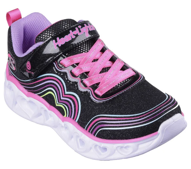 Skechers Girls Trainer Heart Lights Retro Lights Black/Multi