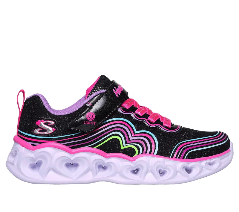 Skechers Girls Trainer Heart Lights Retro Lights Black/Multi