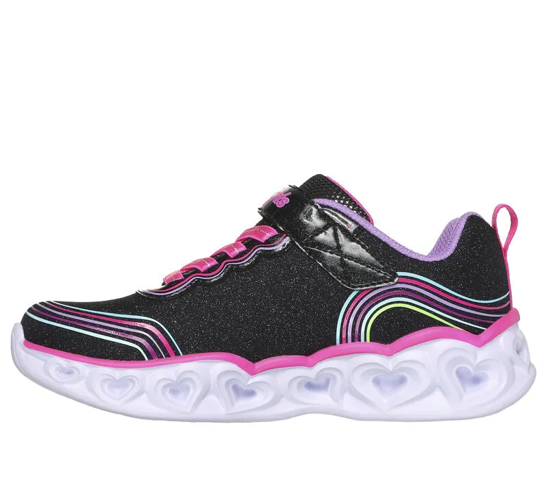 Skechers Girls Trainer Heart Lights Retro Lights Black/Multi