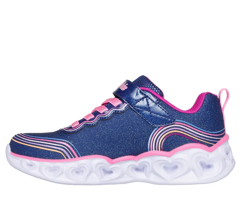 Skechers Girls Trainer Heart Lights Retro Lights Navy/Multi