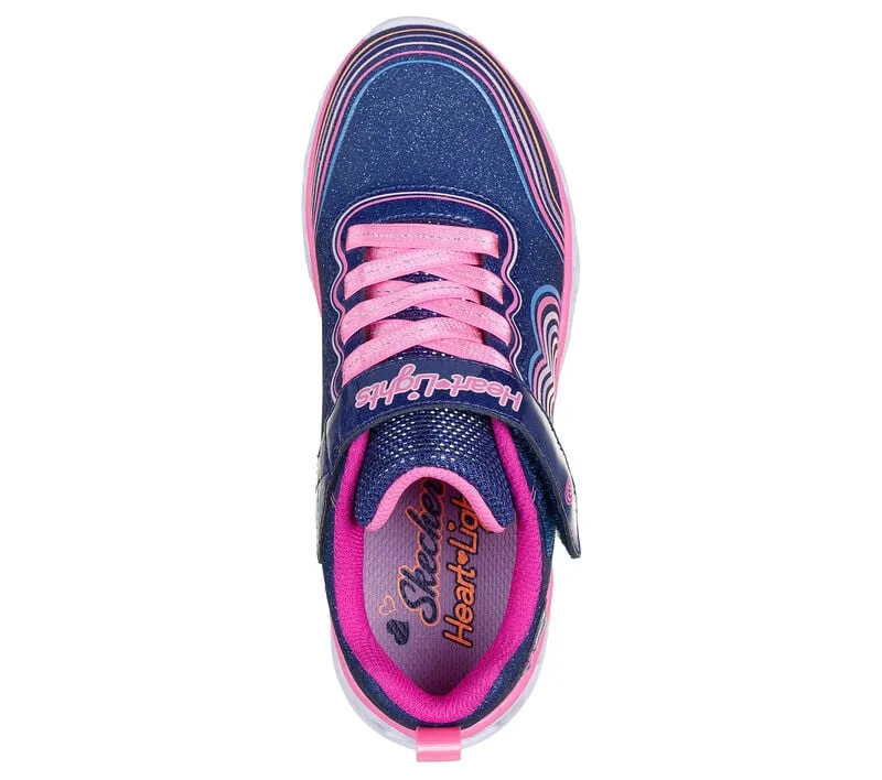 Skechers Girls Trainer Heart Lights Retro Lights Navy/Multi